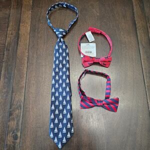 Janie and Jack Boys Dress Ties Lot of 3 Size 4–8 Formal Bow Tie Necktie Preppy